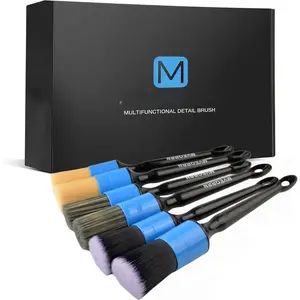 6 count  Detailing Brush Set-2pcs Boars Hair  Detailing Brushes,2pcs Ultra Soft No Scratch Detailing Brush for Air Vent,Leather Seat 2 count Detail Brushes for Interior Exterior(Blue)