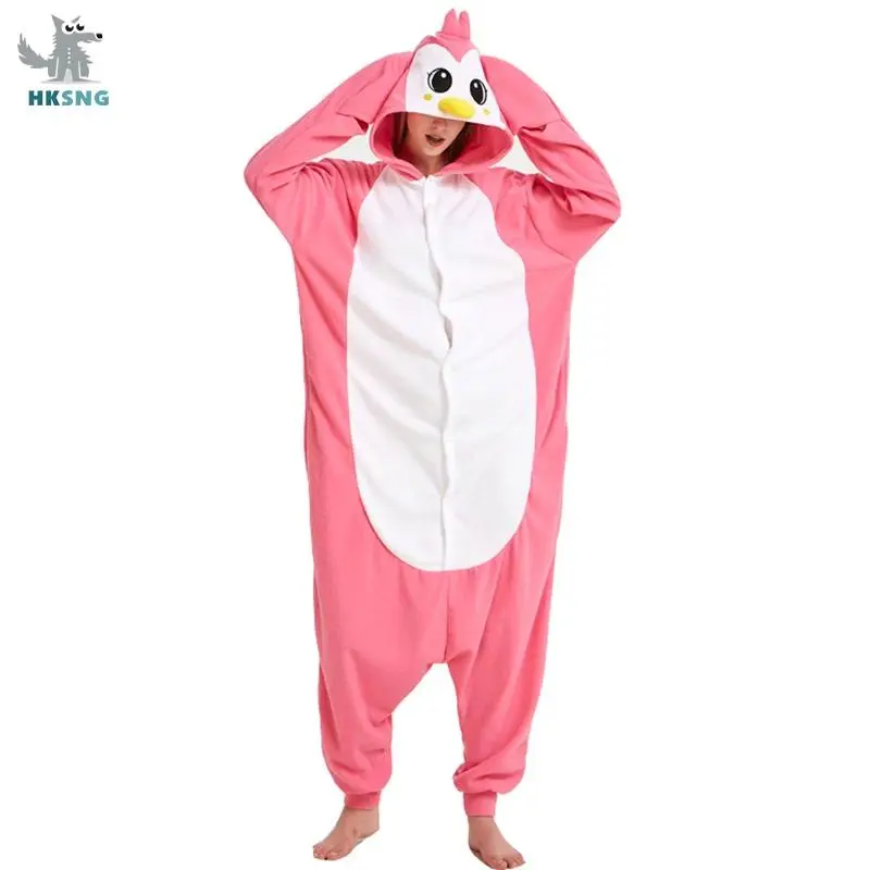Adult Kigurumi Blue Pink Penguin Onesie Animal Costume High Quality Jumpsuits Pajamas Christmas Homewear Suit Outfit