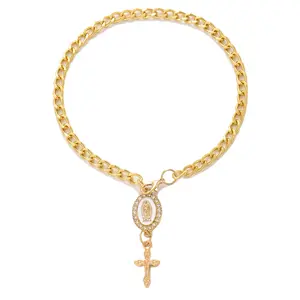 Iced Out Cross Car Hanging| Virgin Mary Keychain| Protective Auto Interior Decor