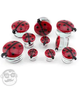 Single Flare Ladybug Glass Plugs