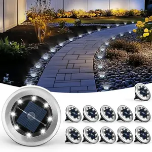 12 Pack Mini Solar Pathway Lights, Waterproof Outdoor Solar Ground Lights for Walkway, Garden, Driveway, Backyard, Patio & Lawn, Cool White