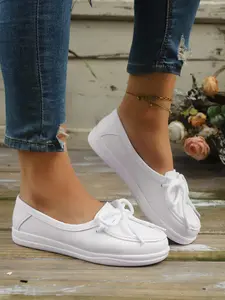 Women's Black White Bow Loafers Comfortable Soft Sole Slip On Casual Shoes Non-Slip Lightweight Work Daily Walking Fashionable Flats