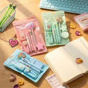 6pcs Cute Multifunctional Office Stationery Set - Includes Fluorescent, Neutral, 6-Color Ink, Acrylic, Correction Tools & Eraser - Student School Desk Writing Supplies Essentials