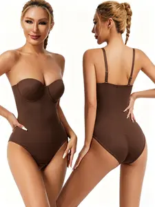 1 piece Strapless Bodysuit Shapewear with Bra - Tummy Control & Butt Lifting for Plus Size Women, Seamless Underwear for Dresses, Everyday Fit Shaping Bodysuit