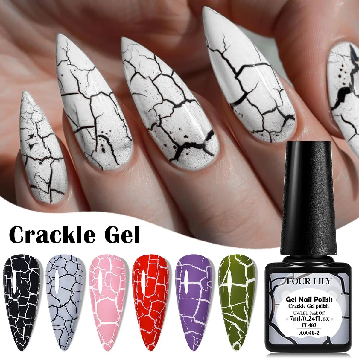 Long-lasting Crackle Gel Nail Polish, 1 Piece Semi-permanent Soak Off UV LED Gel Nail Varnish, DIY Manicure Nail Art Supplies for Home Salon Use, Crackled Gel, Cracked Nail Art