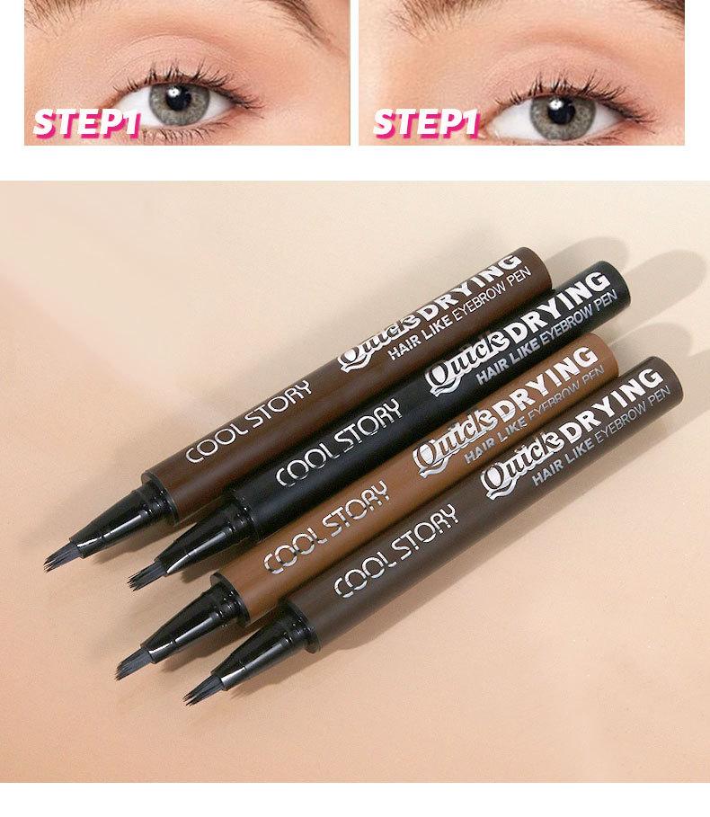 Multi-Tip Hair-Like Eyebrow Pen, Waterproof Quick-Dry Brow Marker, Natural Microblading-Effect Eyebrow Pencil for Defined Brows