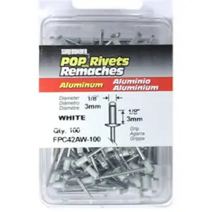 212 MAIN FPC42AW-100 Surebonder Short White Aluminum Rivets, 100-Pack Compact Pack with Grip Range for Sailing, Water Sports