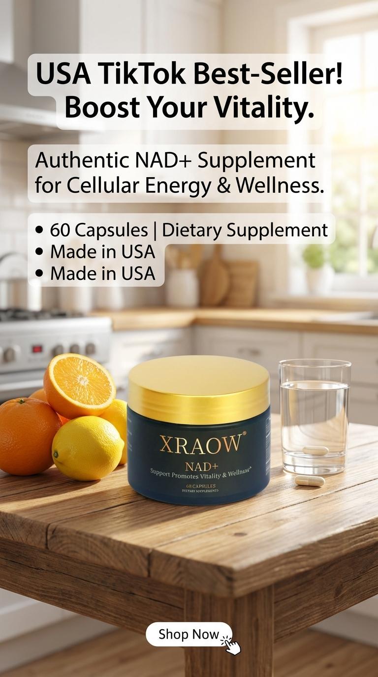 XRAOW NAD Supplement with Resveratrol NMN 30-Day Supply Advanced NAD+ Third-Party Tested for Quality Safety Vitamin Healthcare Edible Fitness Dietary Supplement for Healthy Lifestyle