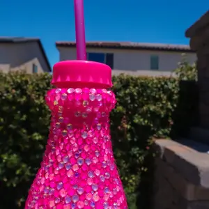 Hot pink rhinestone water bottle