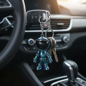 Space Astronaut Keychain Cool Keychains Metal Anti-Rust Backpack Accessory Lab Badge Holder Portable Storage Robot Tech Theme Cool Desk Decor Gift for Men