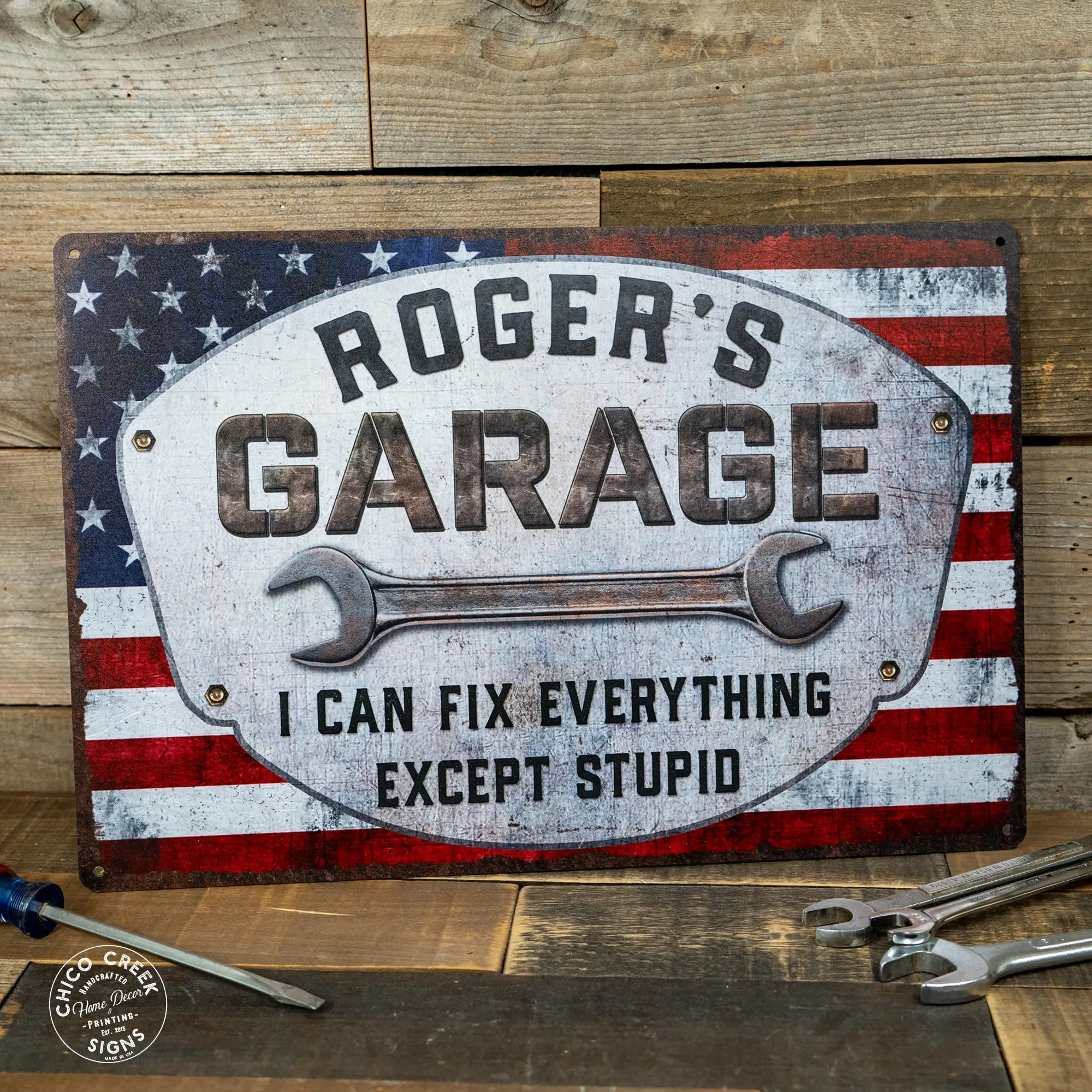 Personalized Garage Sign Garage Decor Workshop Sign Custom Garage Sign Fathers Day Gift Gifts For Dad Gift For Him Custom Metal Sign