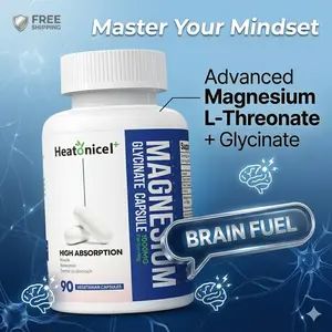 Heatonicel+ 1000mg Magnesium Brain Complex - L-Threonate & Glycinate for Mental Clarity, Sleep, Focus & Stress Relief - 90 Vegan Capsules - High-Performance Supplement - Healthcare, Dietary