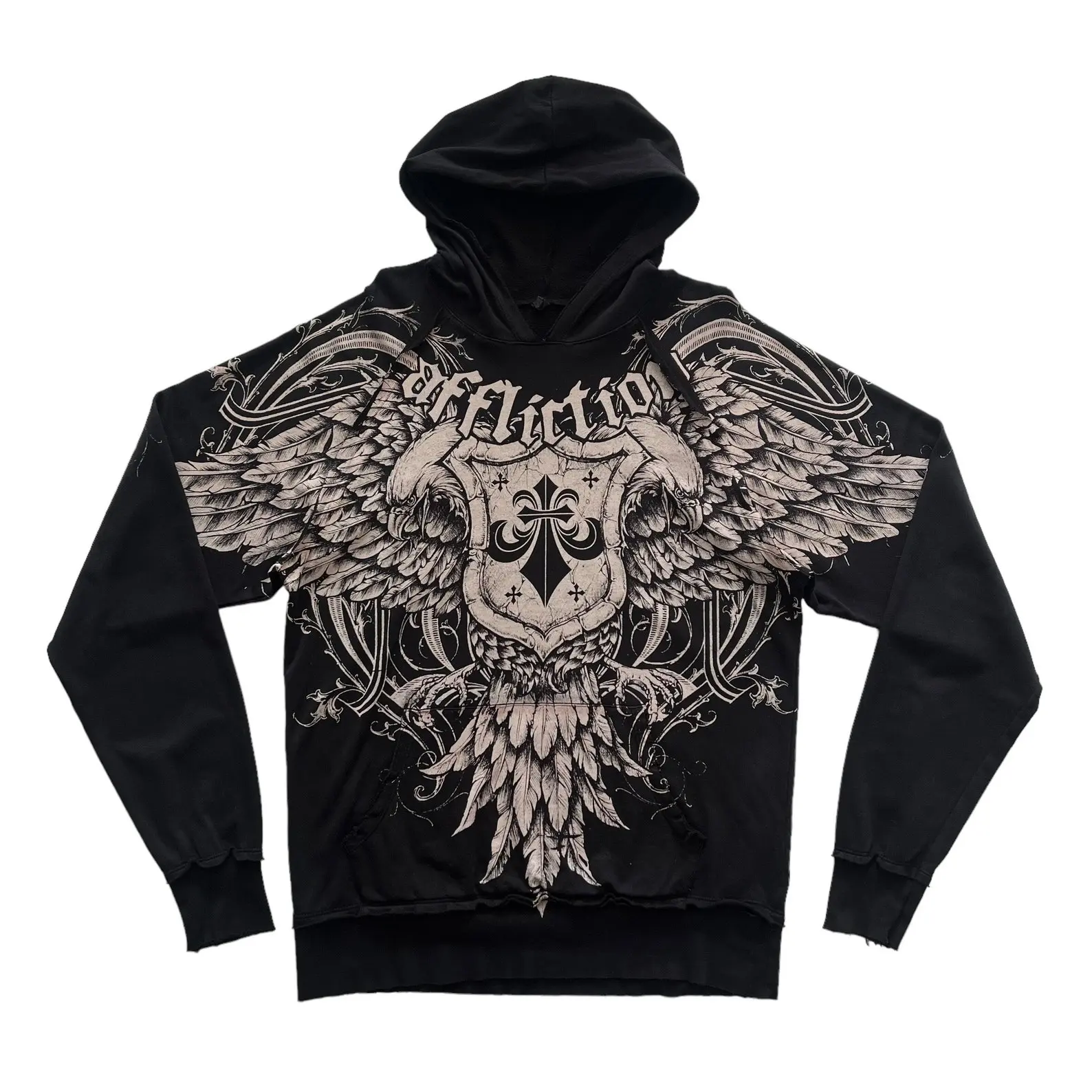 Rare Affliction Cross Wing Grunge Cyber Y2K Style Zip up Hoodie - Hoodie 3D PRINT Unisex Casual Size S-5XL