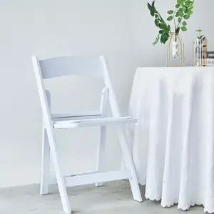 Resin Folding Chair White with Vinyl Padded Seat - Durable Design for Weddings & Indoor/Outdoor Events