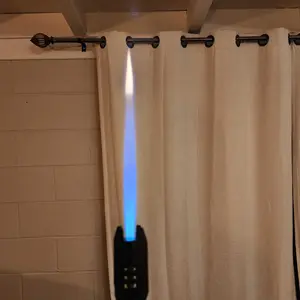 A light saber-shaped butane gas lighter, camping barbecue welding supplies, red flame (excluding butane gas) fire pit Kitchen Utensils Lightweight Powerful  Light Saber Wind Turbine Lighter outdoor windproof rechargeable butane lighter Decor Ornaments