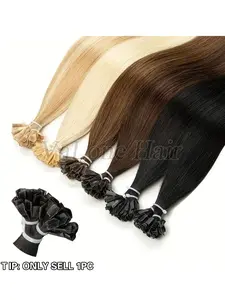 50 Pre-Attached K-Type Human Hair Straight Extensions, Lightweight Individual Extensions, 30g Each, U-Shaped, Keratin Fusion Technology, High-Quality Machine Made, Real Hair Extensions