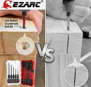 EZARC Wood Countersink Drill Bit Set With 1/4" Hex Shank for Woodworking, Quick Change for Woodworking with Storage Box, Christmas Gift