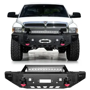 Vijay New Black Steel For 1994-2002 Dodge Ram 1500/2500/3500 Front Bumper with Lights and D-Ring