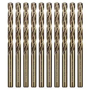 5/16 Inch Cobalt Drill Bits - Set of 10 count,  M35 High Speed Steel Jobber Drill Bits, Twist Drill Bits Set for Hard Metal, Stainless Steel, Cast Iron, Plastic and