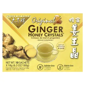 Prince of Peace Ginger Honey Crystals, Original, Caffeine Free, 10 Sachets, 18 g Each