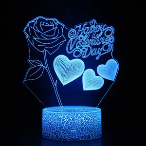 3D Heart Illusion LED Night Light “I Love You” | Romantic Ambient Lamp | Cozy Bedroom Room Decor