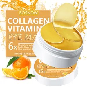 BOSNOW Collagen Vitamin Eye Mask - Hydrate & Brighten Eye Area with Hyaluronic Acid Collagen Glycerin Castor Oil & Vitamin C for All Skin Types 80g Jar 60 Pieces