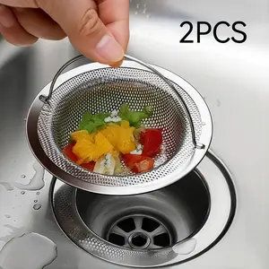 2pcs Stainless Steel Kitchen Sink Strainer Basket, Food Waste Filter for Garbage Disposal, Durable Dish Washing Drainage Accessory