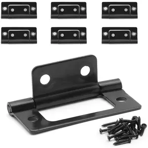 6 Pcs Non-Mortise Door Hinges, 2 x 0.97 Inch Matte Black Bifold Door Hinges for Kitchen and Bathroom