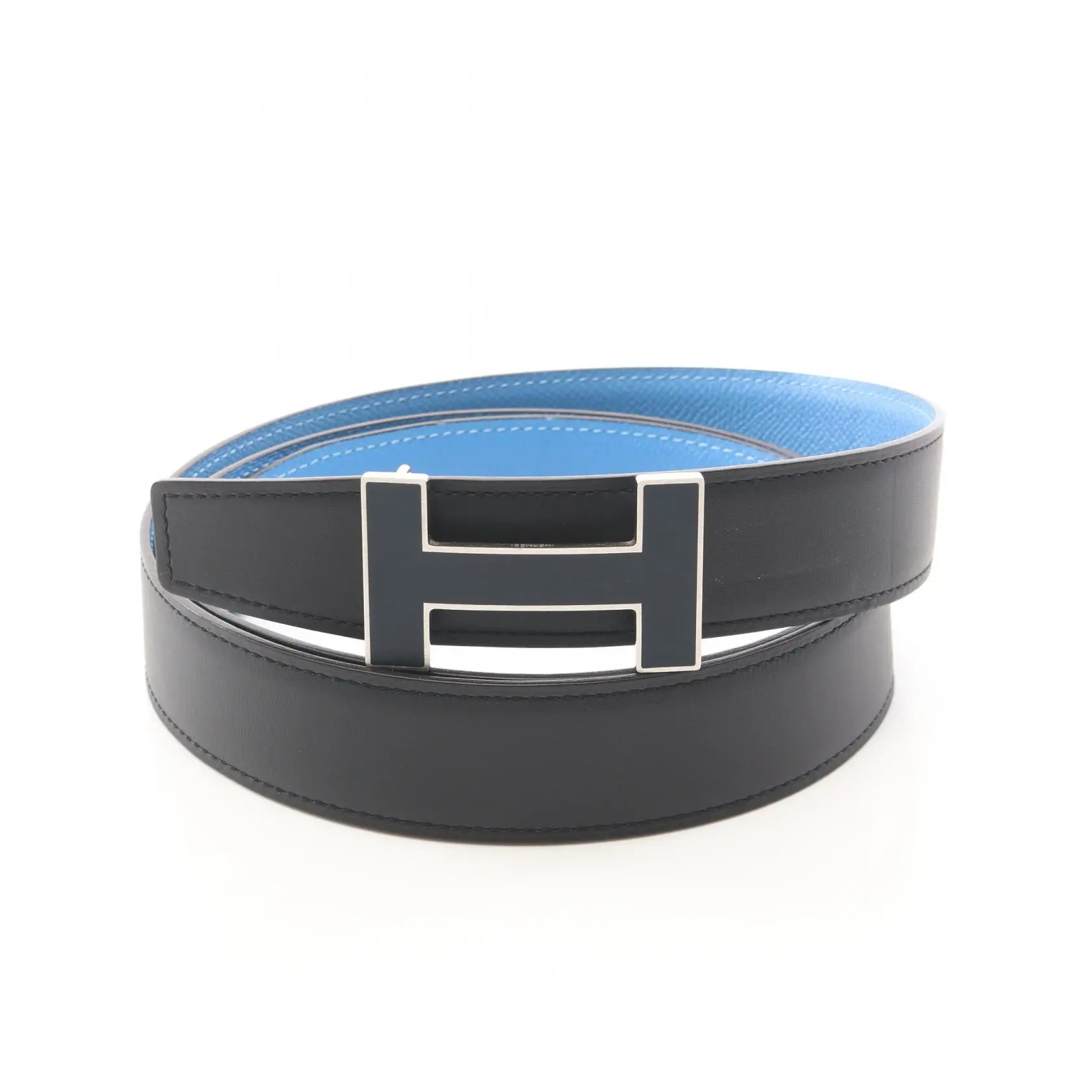 Pre-owned HERMÈS Calfskin Small Leather Goods Hermes Constance H Belt Veau Swift Veau Epsom Belt 110