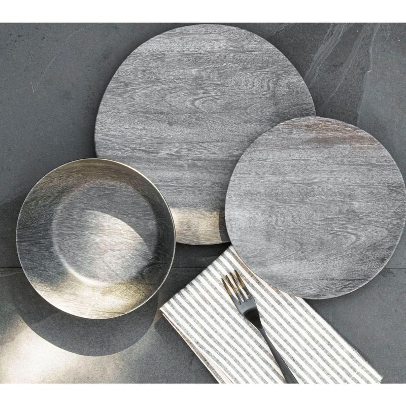 TarHong Faux Blackened 42oz. Wood Low Bowl