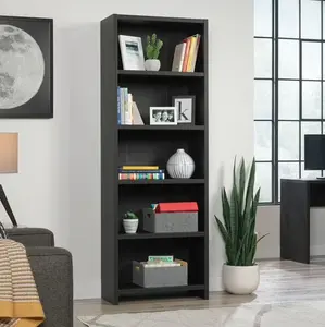 5 Shelf Bookcase – Modern Black Storage Bookshelf for Home Office, Bedroom & Living Room