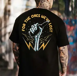 For The Ones We've Lost Memorial Back Print T-shirt Hoodie, Sympathy Gift For Dad Husband, Tribute Brotherhood Shirt, Biker Blue Collar Tribute