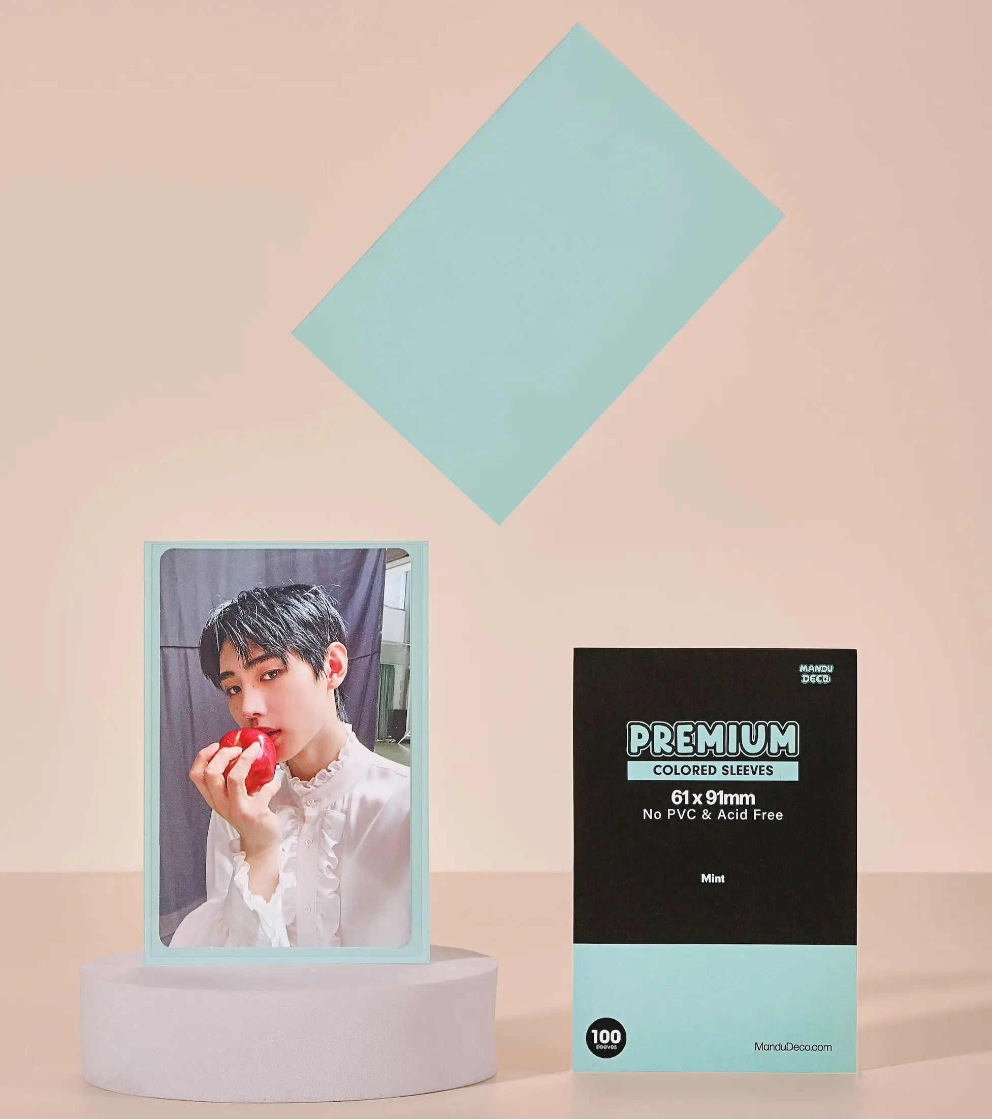 Premium Colored Photocard Sleeves - Mint Color 61x91mm Double Sleeve Size (pack of 100)