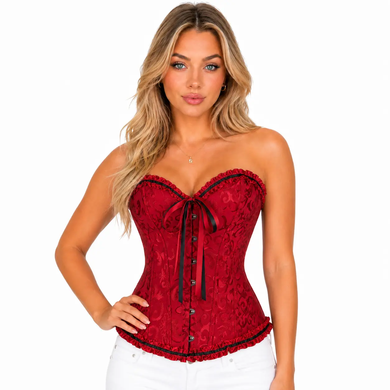 Women's Overbust Corset Top - Gothic Retro Halloween Costume Shapewear, Steampunk Renaissance Outfit, Holiday Wear with Retro Silhouette That Gives Outfits Drama, Style 819-D3