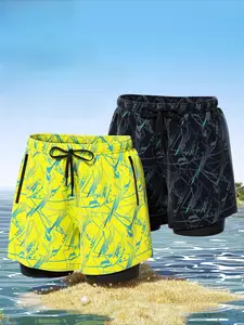 Men's Swim Trunks Hawaiian Bathing Mesh Lining Suit Swimsuits Beach Shorts with Pockets Classic Style Comfortable Fit