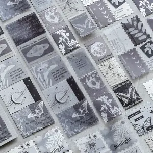 MOMO Double Material Sticker Pack Silent as Mystery Retro Stamp Material Hand Account Collage Decoration Sealing Stickers