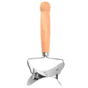 Rolling Dough Cutter with Wooden Handle Non-Slip Stainless Steel Pastry Roller for Dumpling Maker & Ravioli Cutter Homemade Cooking Tool Kitchen Gadget Easy Cooking Home Chef Pasta Maker Baking Essentials
