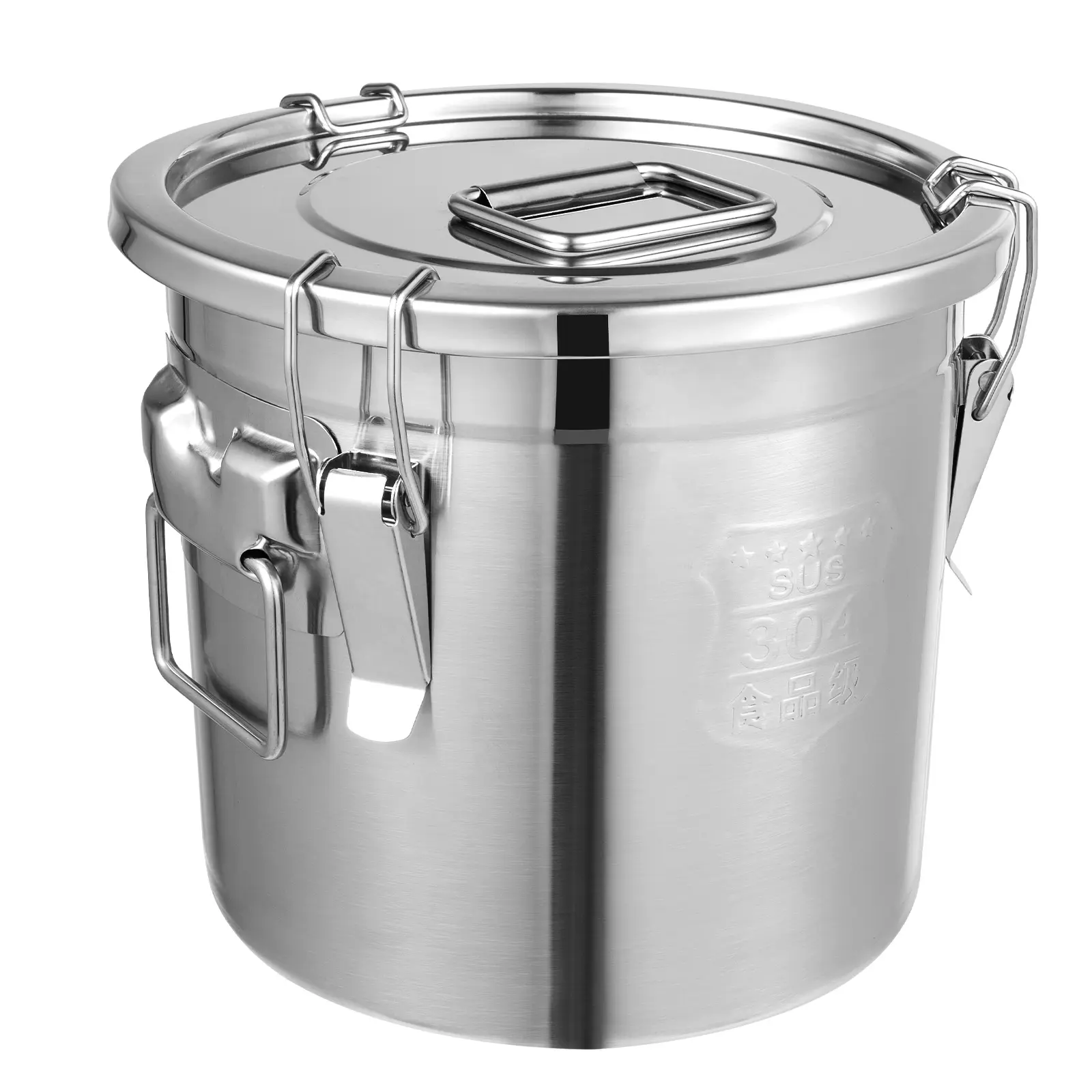 12L Antimicrobial Multi-Function 304 & 201 Stainless Steel Airtight Food Storage Container - Seamless Polished Finish Pail, Silicone-Sealed, for Home/Restaurant Kitchen Pantry, Retail & Market Displays, Workshops & Studios Bulk Dry/Wet Ingredients Holder,