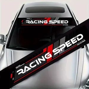 1 Pack Racing Speed Front Windshield Car Decal Windshield Banners Self Adhesive Residue Free for Plastic Glass Metal Surface Exterior Window Auto Sticker Decoration