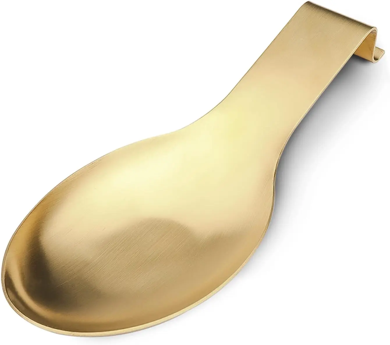 9.8 x 3.7 Inch (Gold 1PC) Stainless Steel Spoon Rest, Spatula Ladle Holder, Stainless Steel Utensil Spoon Rest Holder, Brushed Finish, Dishwasher Safe.