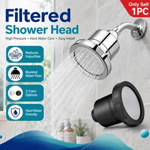 Filtered Shower Head High Pressure Round Style, Water Softener Showerhead Filter for Hard Water with Chlorine Sediment Reduction, High Flow Spray and Easy Install Design for Home Bathroom, Apartment, Dorm, Hotel and Daily Shower Upgrade