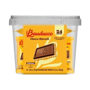 Bauducco Choco Biscuit Cookies - Crispy & Delicious Chocolate Cookies, Individually Wrapped for Snacks, Dessert & Lunch Boxes - 2 Cookies per Pack