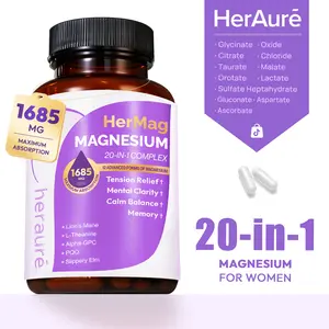 HerAuré Magnesium Complex – For Brain Fog Relief, Reduce Overthinking & Calm Mind, Supports Stress Relief & Sleep Comfort, Digestion, Muscle & Energy Support, with Glycinate, Citrate, Oxide, Chloride, Taurate, Malate & Orotate,summervibes,C