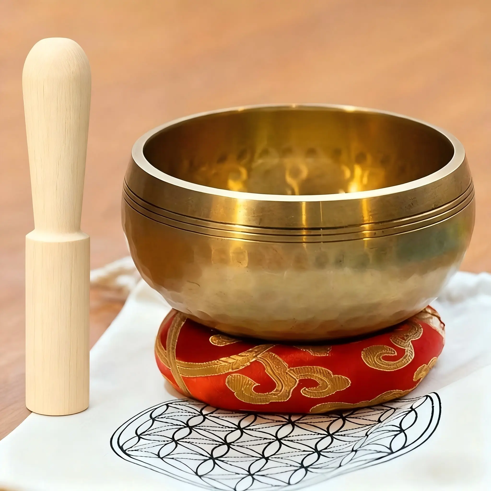 Tibetan Singing Bowl Set, 3 Inch Handmade Copper Meditation Bowls, Yoga Sound Healing, Chakra Balance, Mindfulness Practice, Includes Wooden Mallet, Percussion Musical Instruments