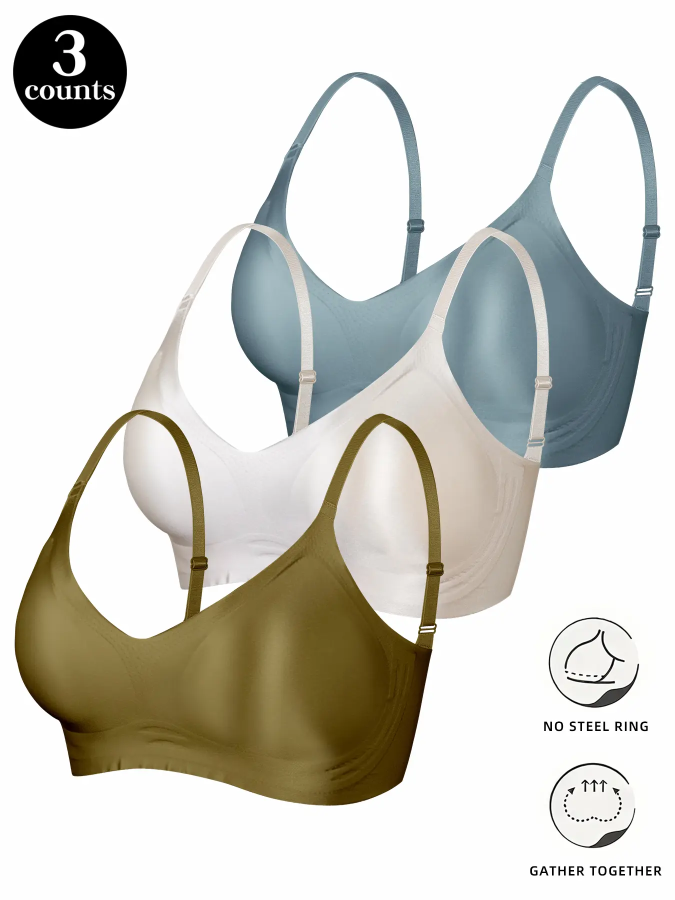 Women's Satin Bralette Bra Set, No Steel Cup Design, Buckle, Comfortable, Stylish & Casual Underwear, Perfect for Everyday Wear, Ideal Gift Choice