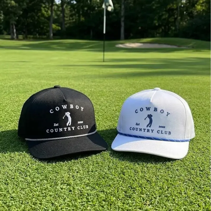 Cowboy Country Club Premium Rope Golf Hat | Luxury Western Golf Cap | Structured Snapback | Minimal Embroidered Hat | Unisex Country Club Style