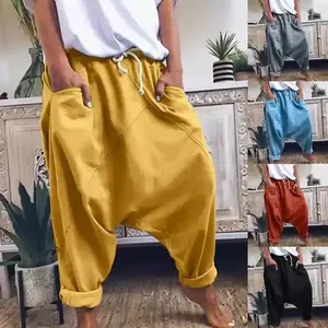 Womens Casual Lace Up Harem Crotch Pants Oversized Hip Hop Streetwear Fashionable Trousers Daily Wear Trendy Womens Bottoms