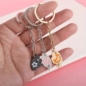 Sun Moon Star Magnetic Best Friend Keychain Set for 3 – Matching Friendship Keychains Puzzle Pendant Gift for Besties Family Mother's Day