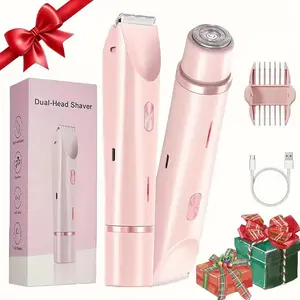 2 in 1 Electric Shaver, 1 Box USB Rechargeable Hair Clipper, Ladies Electric Bikini Trimmer for Face, Arms, Thighs and Body, Ideal Gift, Hair Removal Trimmer, Body Hair Trimmers, Multifunctional Hair Trimmer, Portable Hair Trimmer, Facial Hair Trimmer