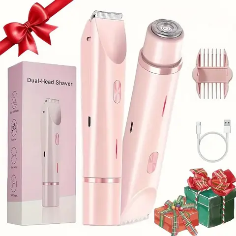 2 in 1 Electric Shaver, 1 Box USB Rechargeable Hair Clipper, Ladies Electric Bikini Trimmer for Face, Arms, Thighs and Body, Ideal Gift